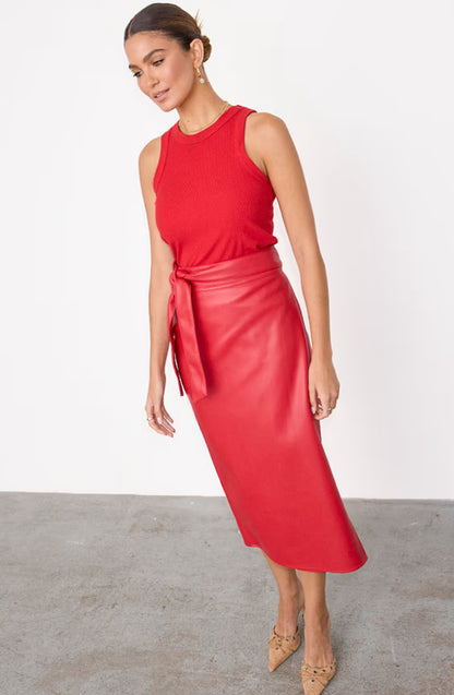 Deep red leather jaspre skirt by NFD
