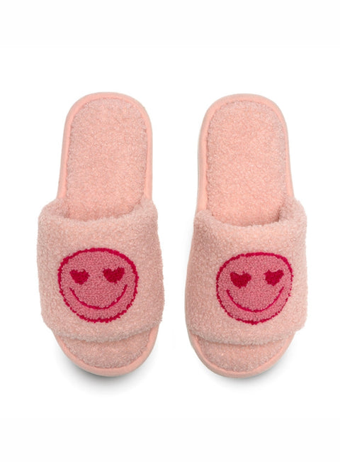 Pink happy face slide slippers