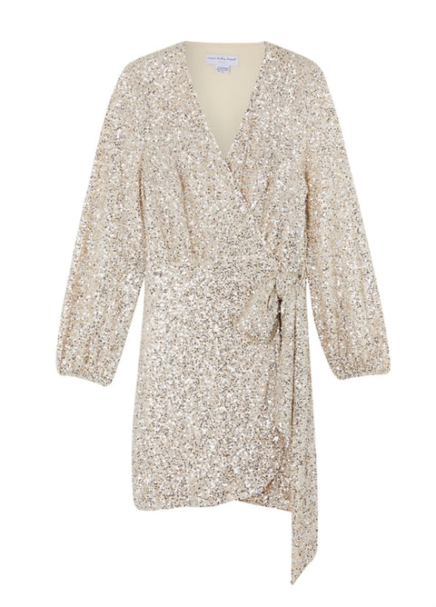 Silver sequins mini Vienna wrap dress by NFD