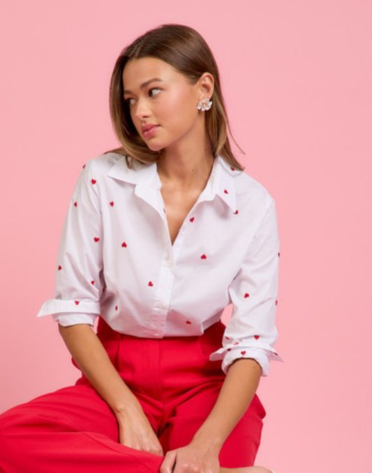 Hearts poplin blouse