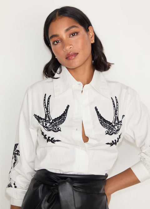 Embroidered swallow shirt by NFD