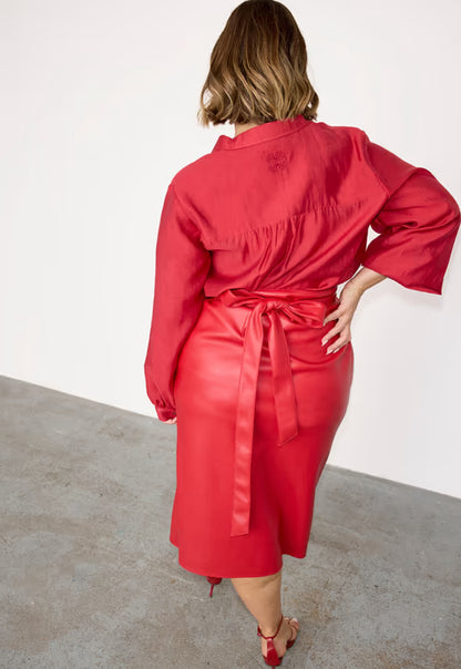 Deep red leather jaspre skirt by NFD