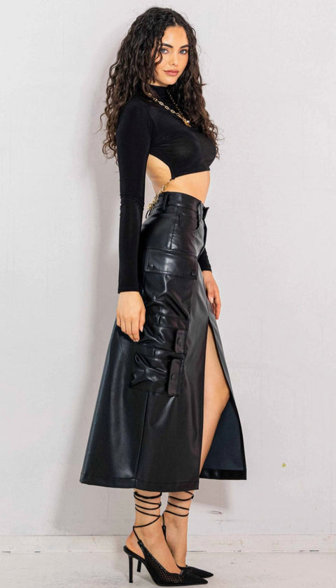 Dewan vegan leather skirt