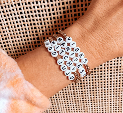 Label beaded bracelets