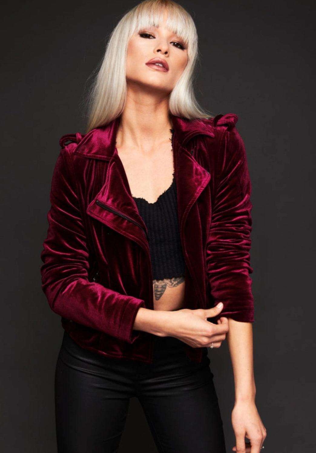 The velvet biker jacket more colors PaperDoll Clothing Company Ltd