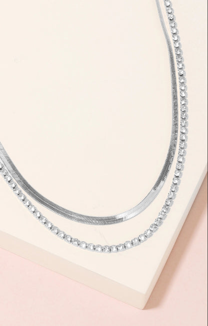 Stud and snake chain necklace set(more options)