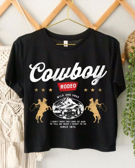 Retro cowboy crop tee