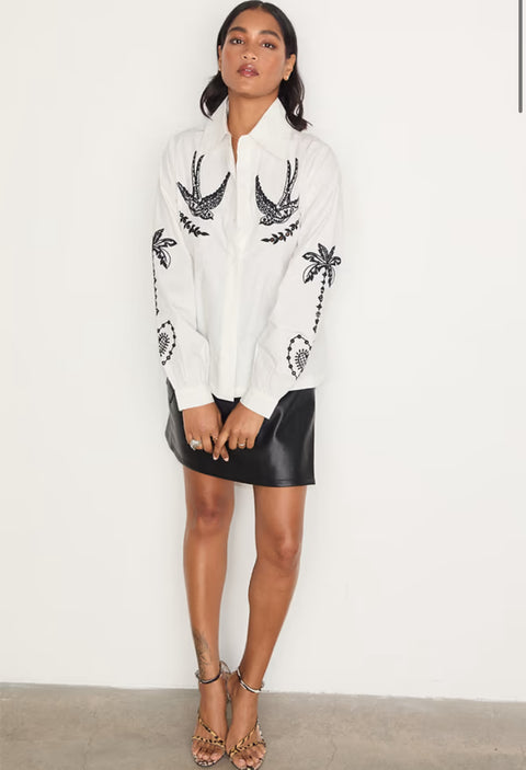 Embroidered swallow shirt by NFD