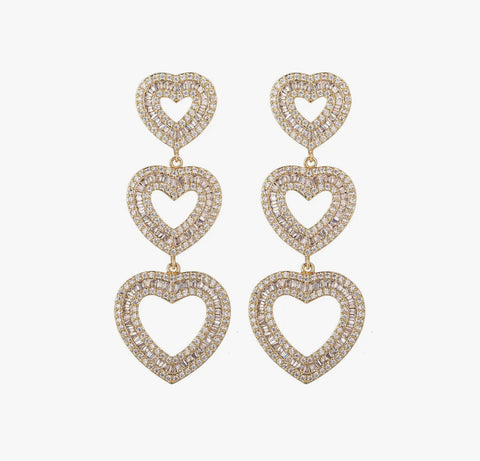 Tiered heart earrings