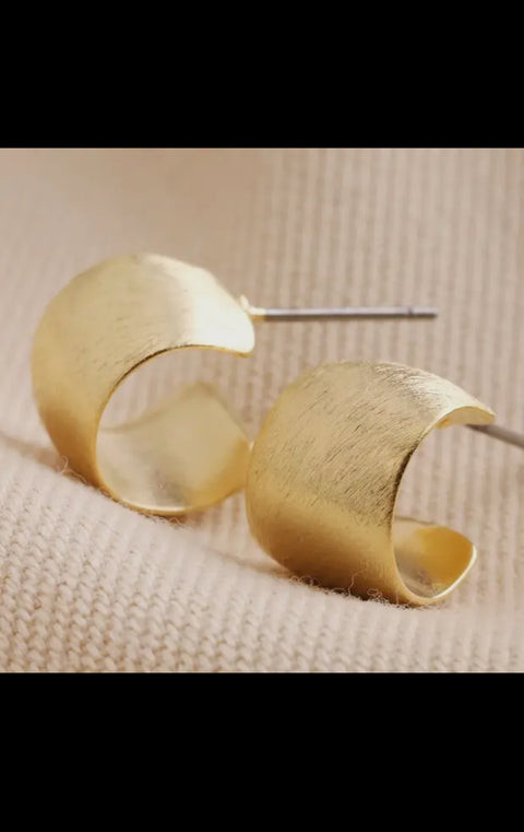 Brushed gold huggie hoops