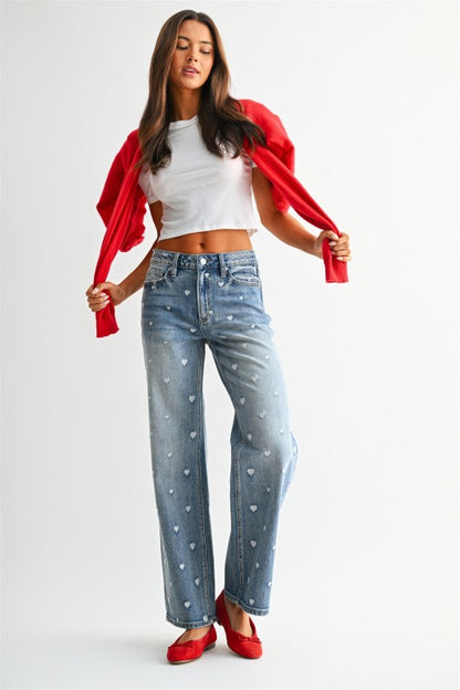 Sweetheart embroidered jeans