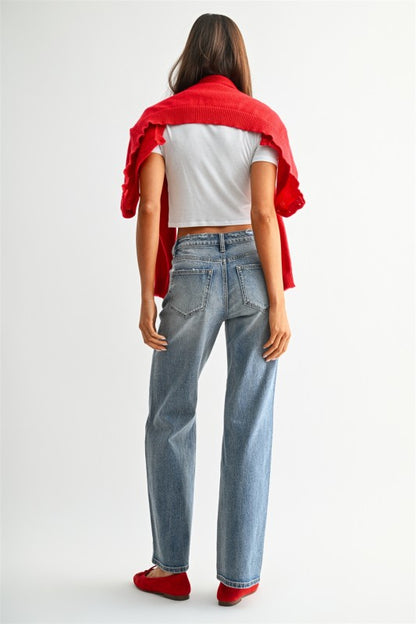Sweetheart embroidered jeans