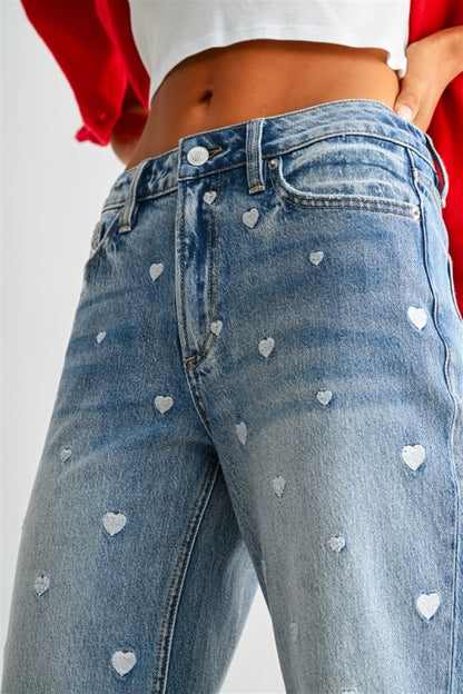 Sweetheart embroidered jeans