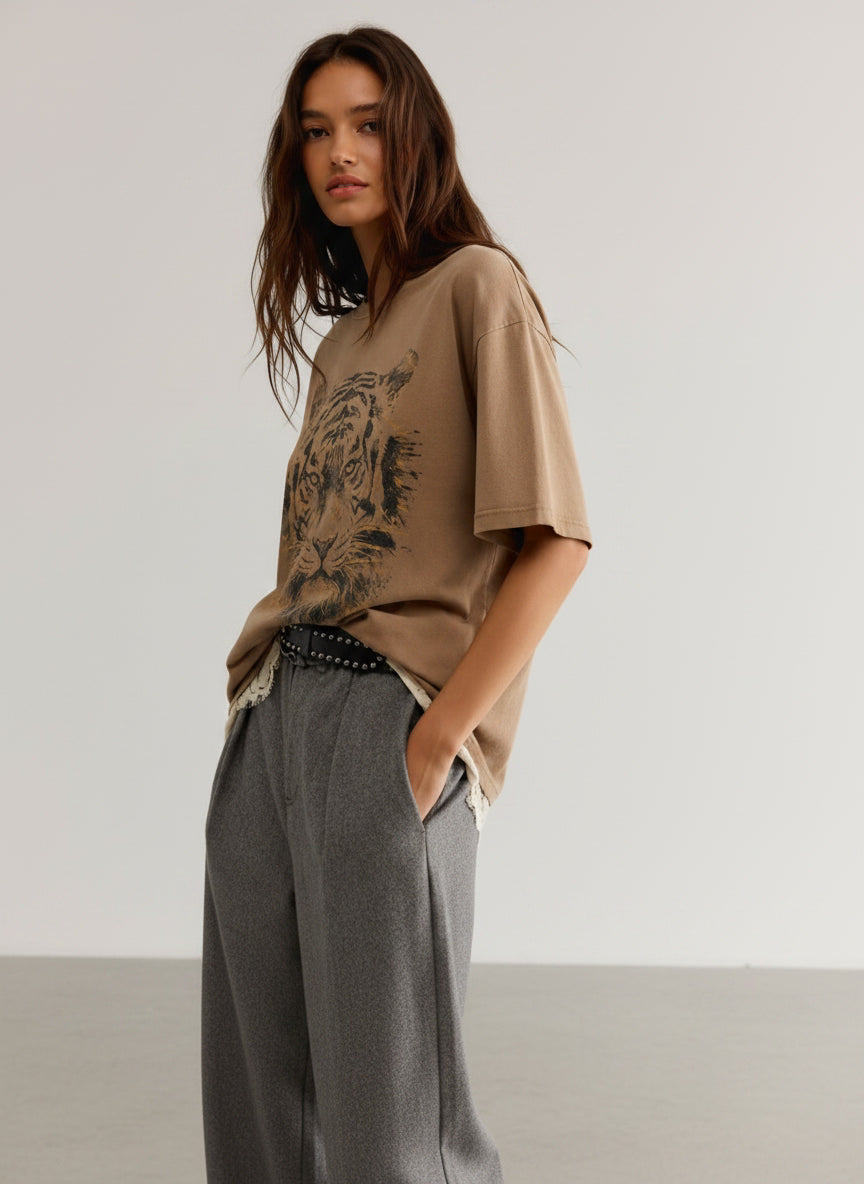 TIGER NEUTRALS GOLD FOIL TEE
