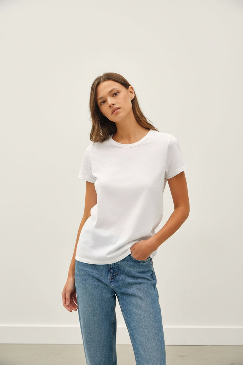 Paperdoll basics  COTTON SLUB TEE in White