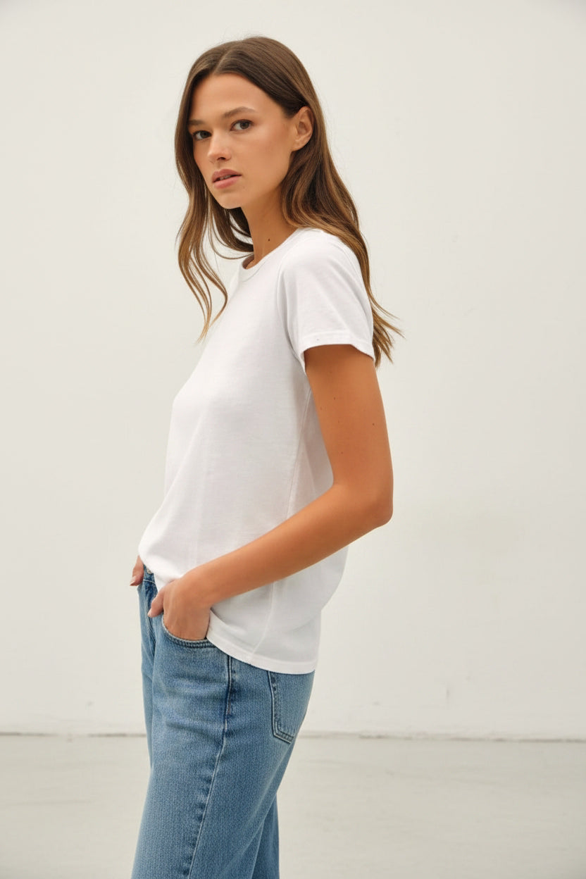 Paperdoll basics  COTTON SLUB TEE in White