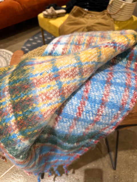 Plaid fuzzy blanket scarves(more colors)