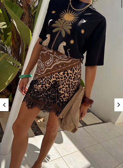 Leopard and lace Maeve skirt by NFD