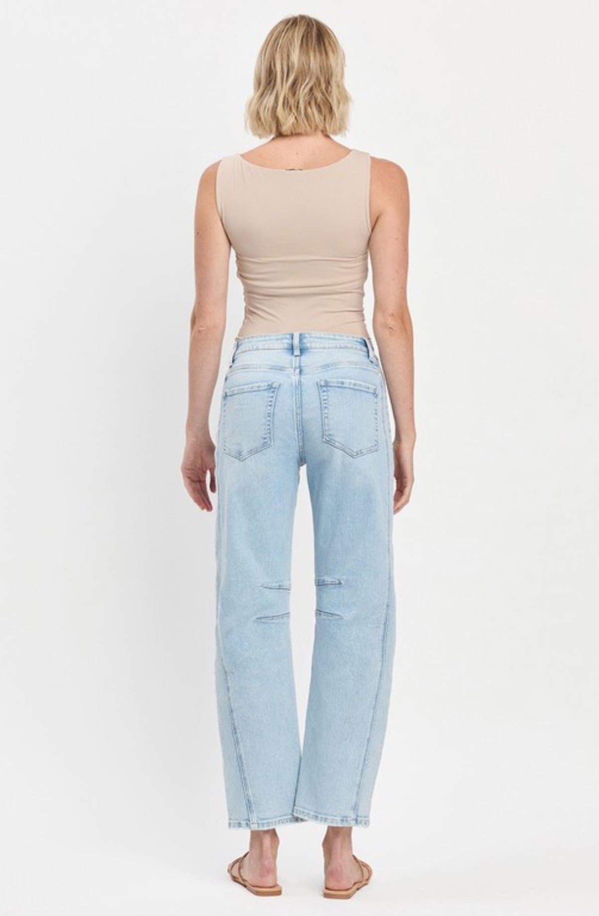 Baby blue slim barrel jeans