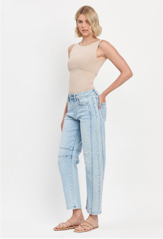 Baby blue slim barrel jeans