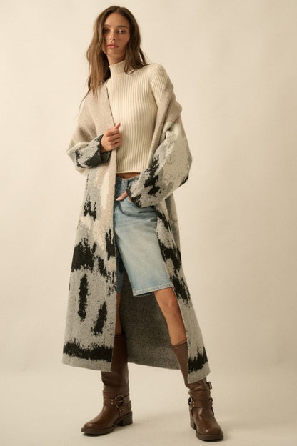 Mountain scape jacquard cardigan