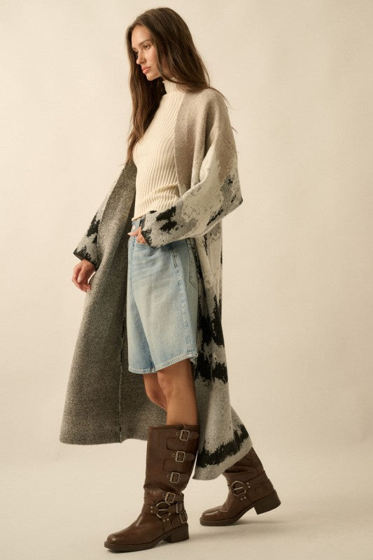 Mountain scape jacquard cardigan