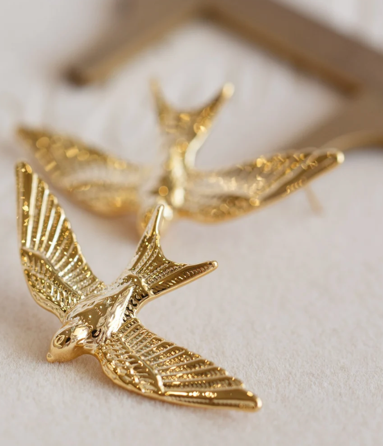 Take Flight- Swallow Bird 18K gold Earrings