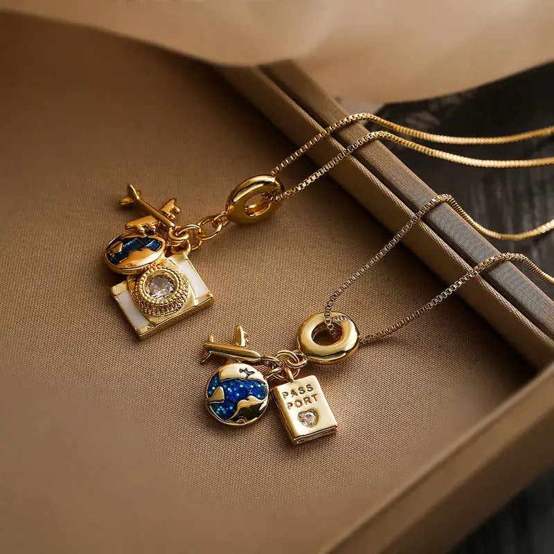18K Gold Plated Camera Pendant Necklace