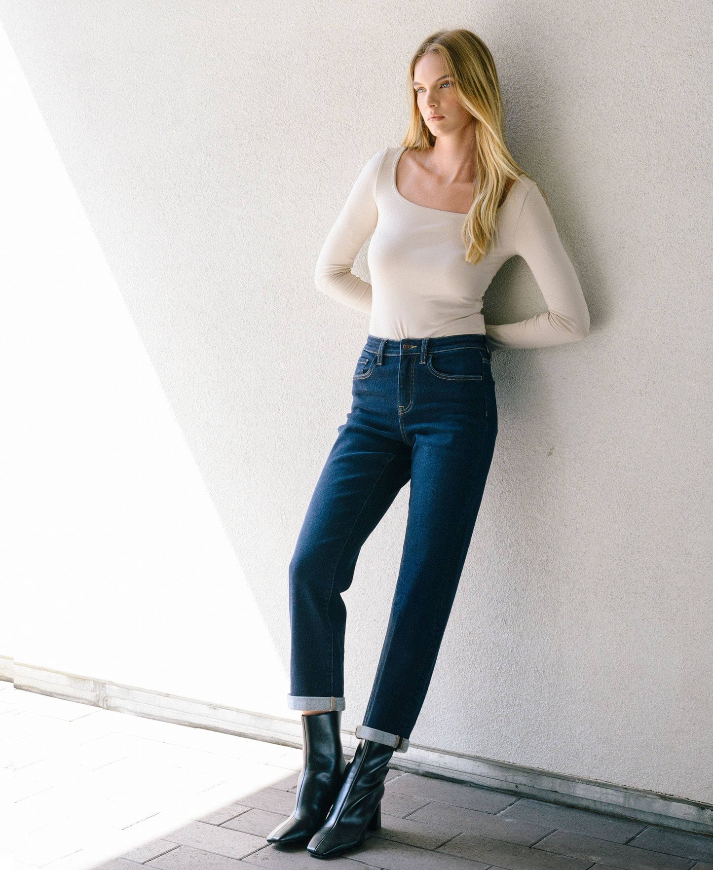 Bella CUFFED CROP STRAIGHT JEANS- some sizes preorder