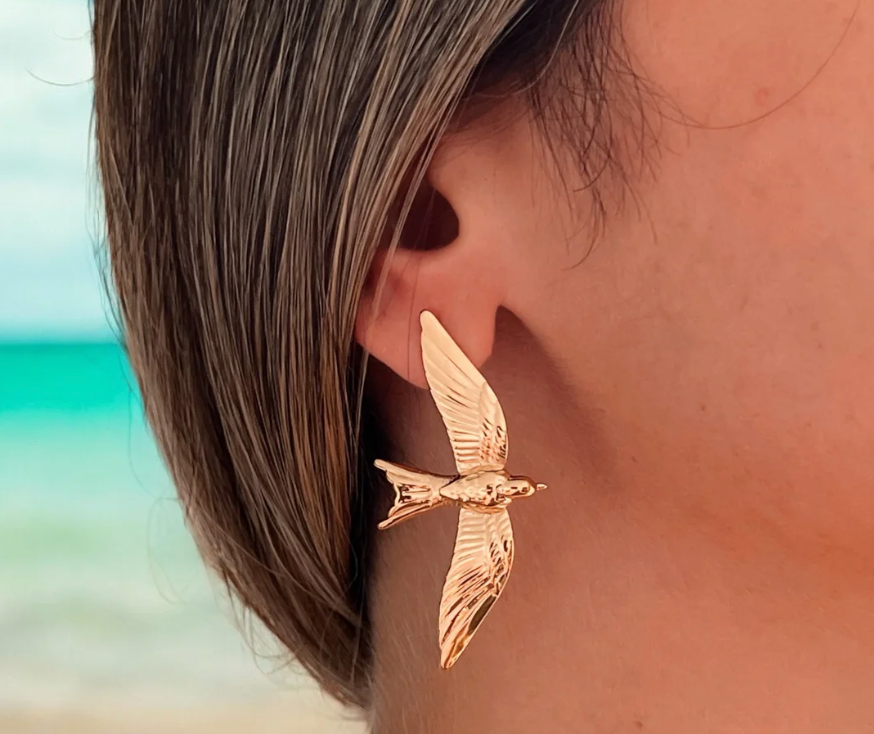Take Flight- Swallow Bird 18K gold Earrings