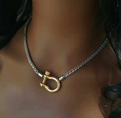 Carabiner horse Bit- Charm Chain  Two Tone