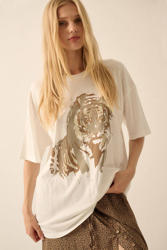 Tiger vintage tee in neutrals