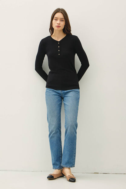 ULTRA SOFT BASICS LONGLEEVE HENLEY TOP