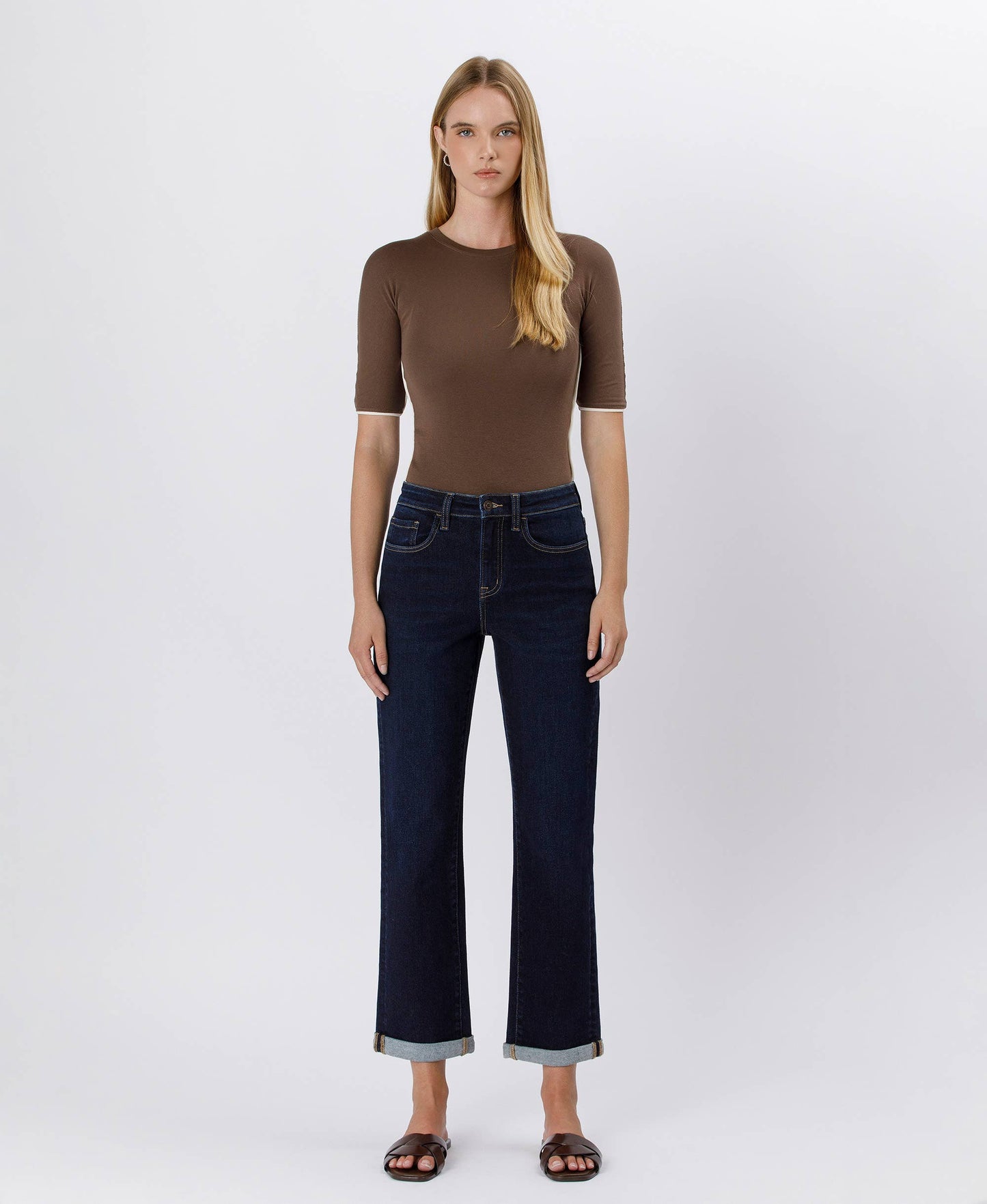 Bella CUFFED CROP STRAIGHT JEANS- some sizes preorder
