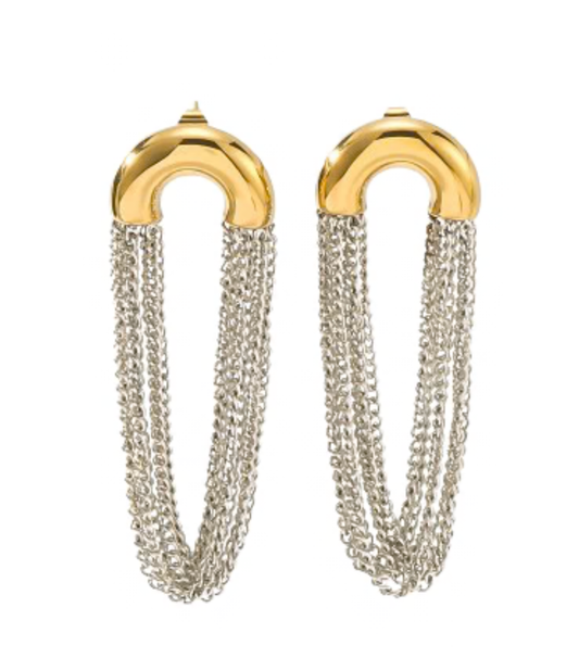 Verona- the Mixed Media Mixed Metal Tassel Hoop Earring