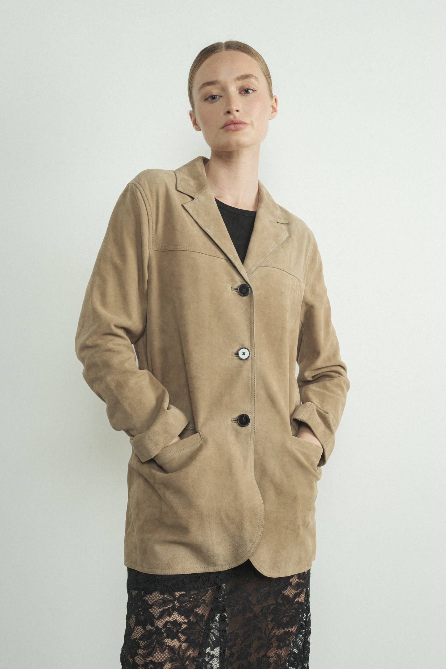 MAJORS FAUX SUEDE BLAZER in CAMEL