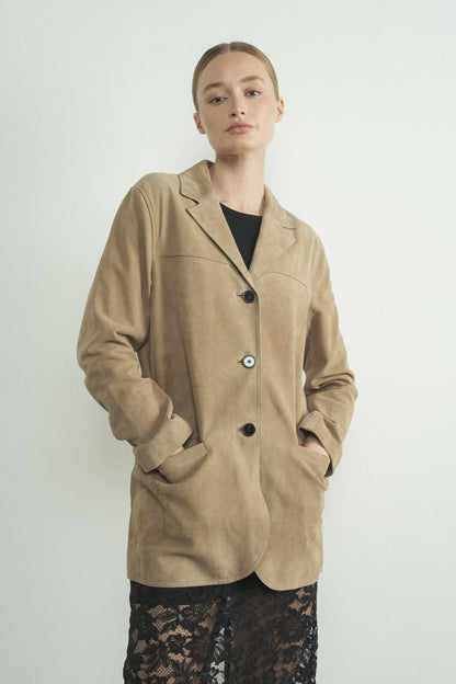 MAJORS FAUX SUEDE BLAZER in CAMEL