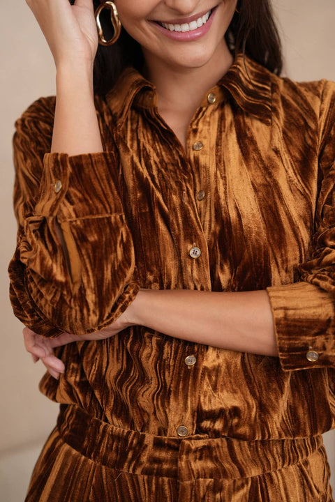 Danny crinkled velvet blouse