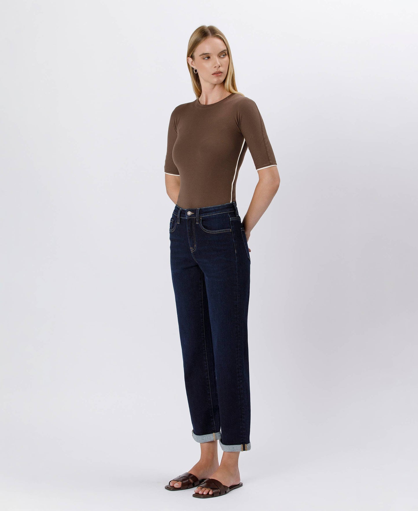 Bella CUFFED CROP STRAIGHT JEANS- some sizes preorder