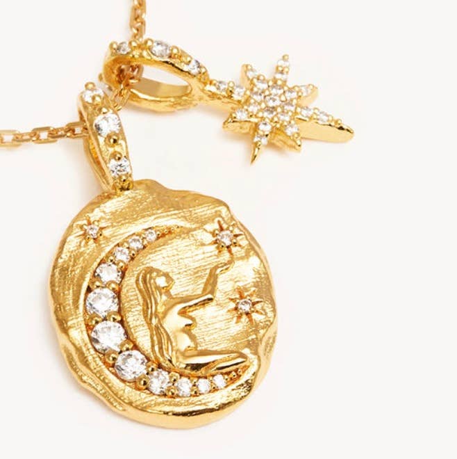  Mini Pendant- Talisman Protect 14K Gold Steel Necklace: Sun