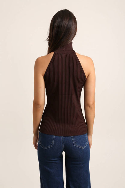 Coco Ribbed Knit Turtleneck Tan