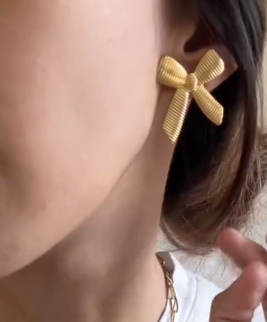 Ribbon Bow Stud Earrings