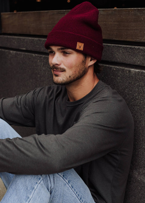 Burgundy Knit unisex Beanie