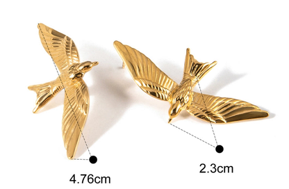Take Flight- Swallow Bird 18K gold Earrings