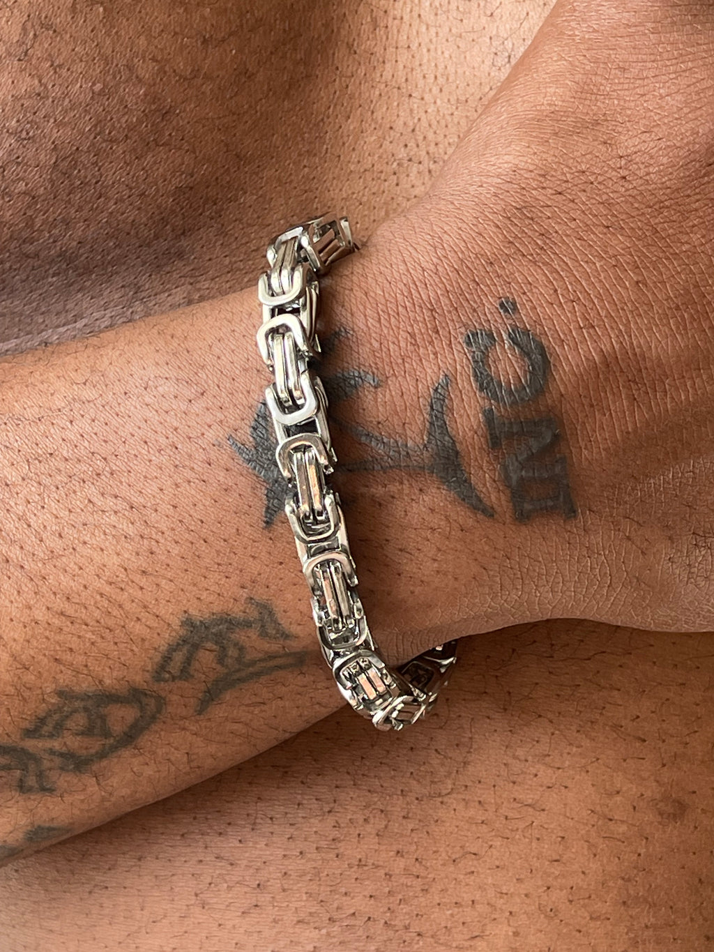 Industrial silver bracelet