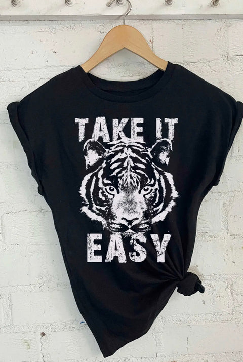 Take it Easy Tiger roll sleeve tee