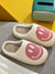 Retro plush happy face slippers